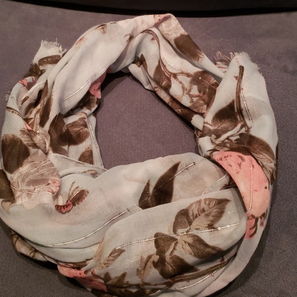 Beautiful light blue with flower print scarf